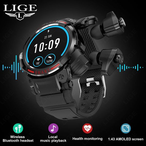 LIGE new 1.43-inch Smart Call Watch multi-function Music sports selfie men's watch